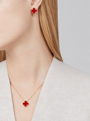 Sterling Silver 925 Clover Earrings and Necklace