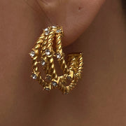 Twist-Rope Zirconia-Embellished Hoop Earrings