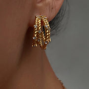 Twist-Rope Zirconia-Embellished Hoop Earrings