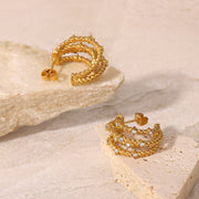 Twist-Rope Zirconia-Embellished Hoop Earrings