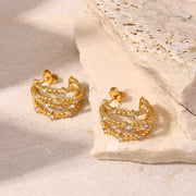 Twist-Rope Zirconia-Embellished Hoop Earrings