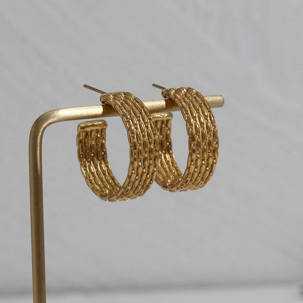 The Dahlia Textured Hoop Earrings