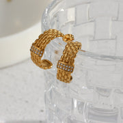 Ear Piercing New Fashion C Shape Earrings 18k Gold Plated Zircon Stud Earrings For Women