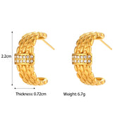 Ear Piercing New Fashion C Shape Earrings 18k Gold Plated Zircon Stud Earrings For Women