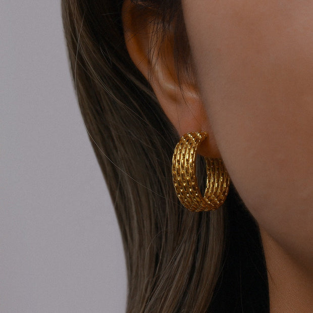 The Dahlia Textured Hoop Earrings