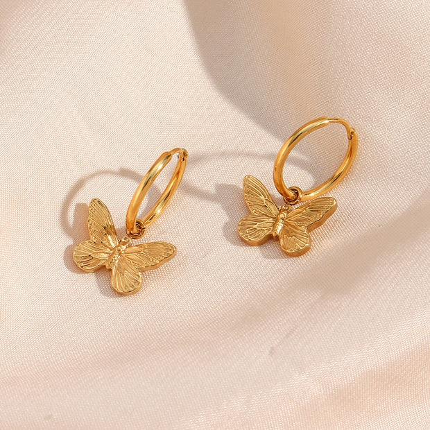 ZAN Jewelry | 18k Gold Plated Latana Butterfly Hoop Earrings